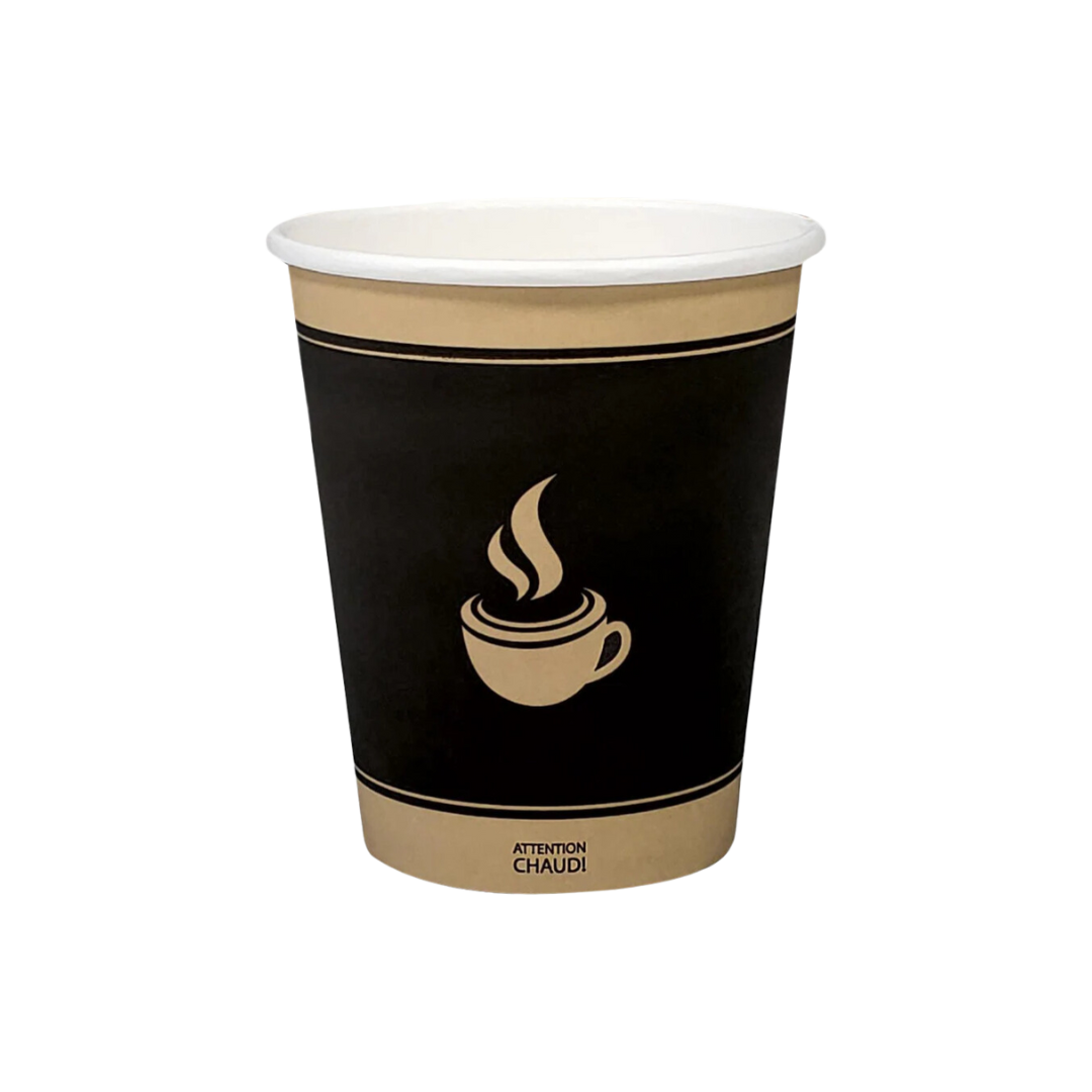 Morning Dew - 8oz Hot Paper Cups - Ebony Print - H8TE - 20x50ct