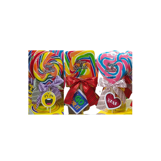 Sugga Swirls Lollipop (Sqaure Heart Round) - 24/tray