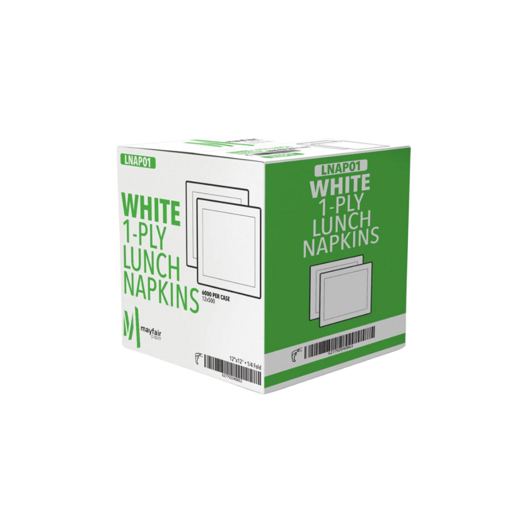 Mayfair - 1 Ply Lunch Napkins 1/4 Fold - White - LNAP01 - 12x500ct