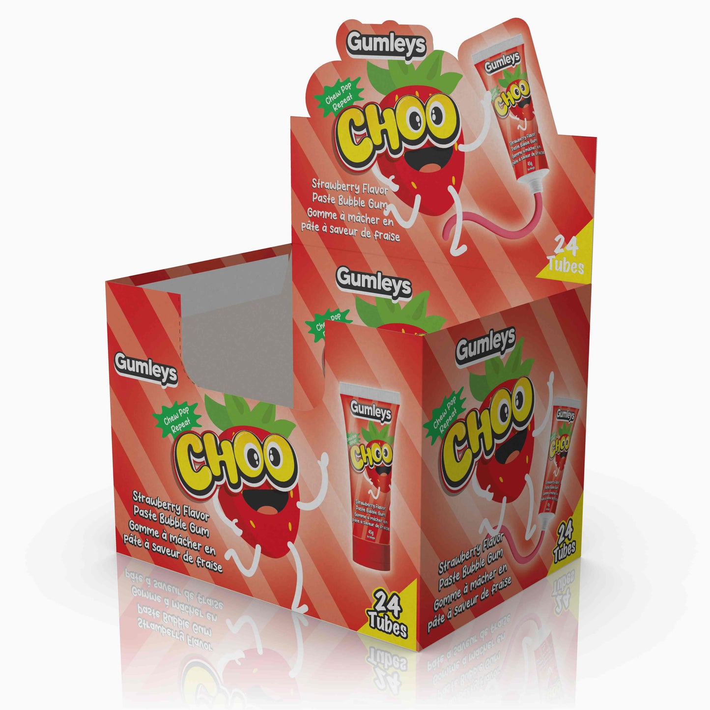 Mayfair Gumleys Choo Tube Gum Strawberry - 24x45g