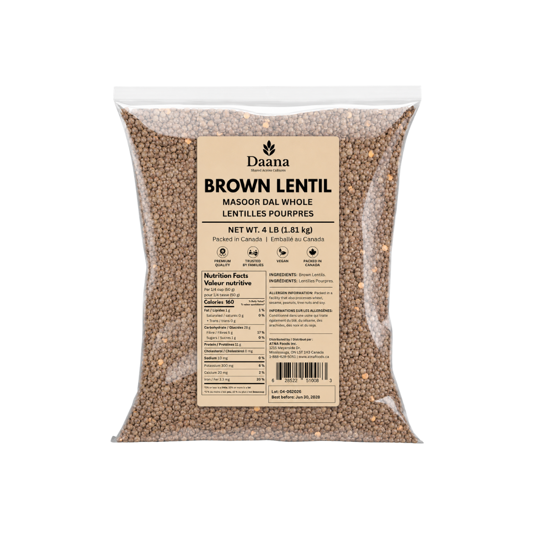 Daana Brown Lentil (Masoor Daal Whole) - 10x4lbs