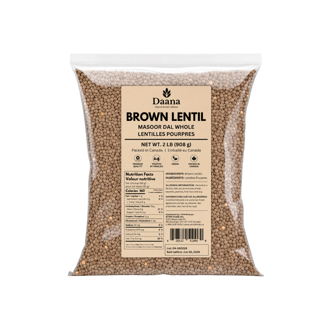 Daana Brown Lentil (Masoor Daal Whole) - 20x2lbs
