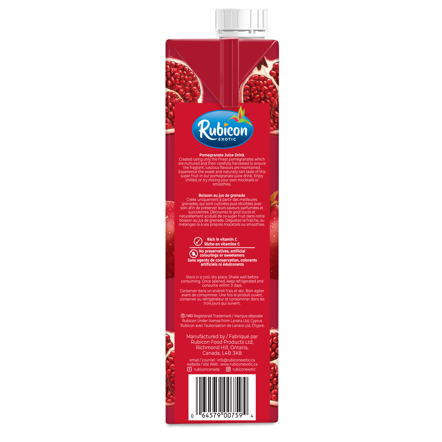 Rubicon Pomegranate Juice Drink - 12x1L